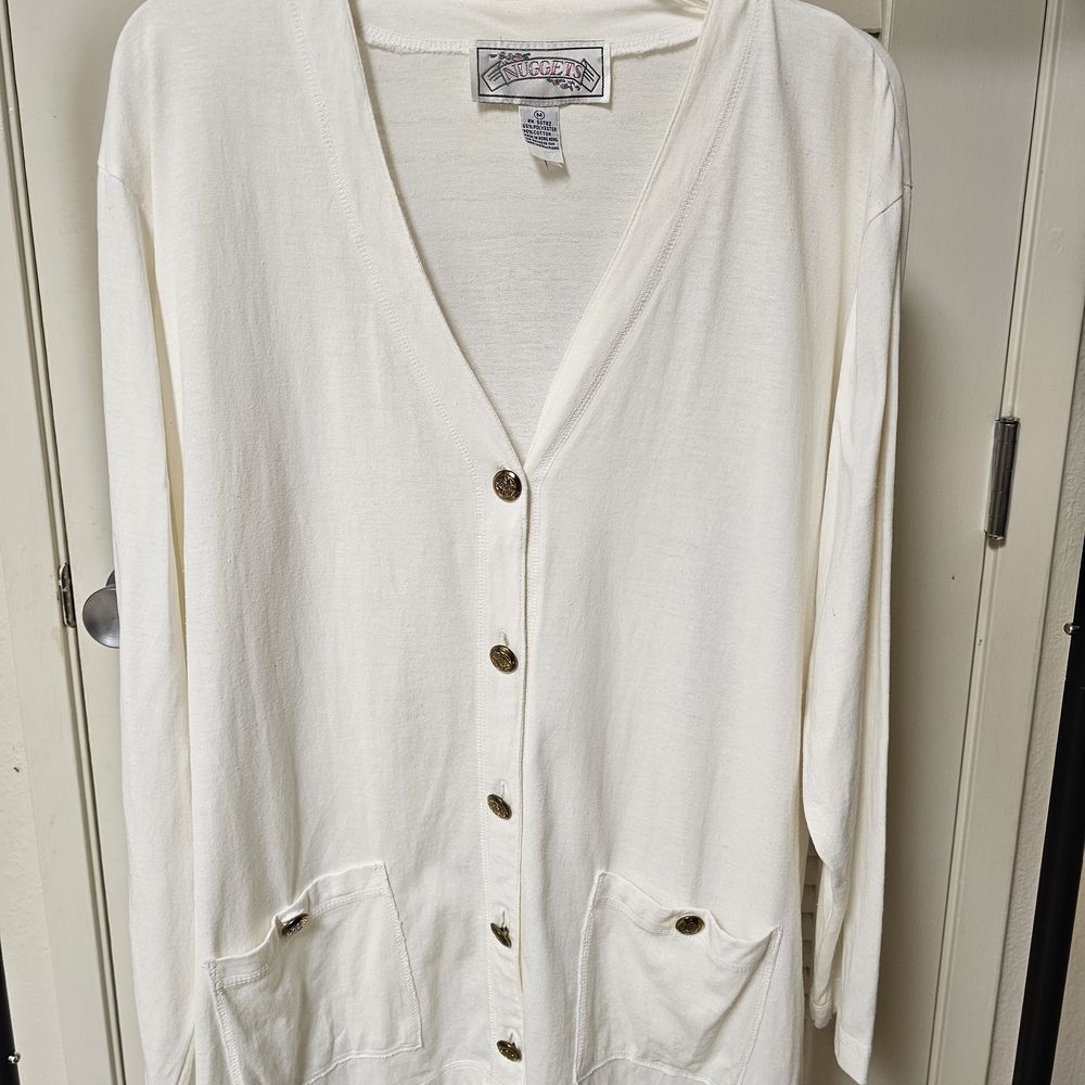 Vintage Nuggets Cream Button-Up Cardigan
